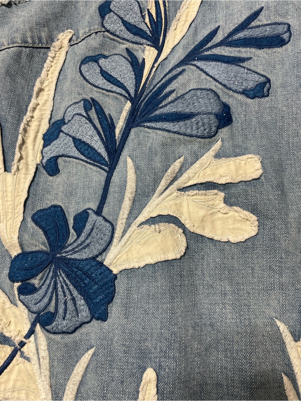 HOLDING HORSES by Anthropologie Light Blue Denim Dress Floral Embroidery Size M - Picture 4 of 12